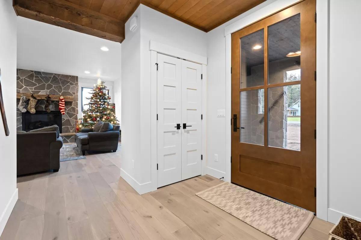 Wow, Check Out the Warm Wood Ceiling in This Craftsman Entryway