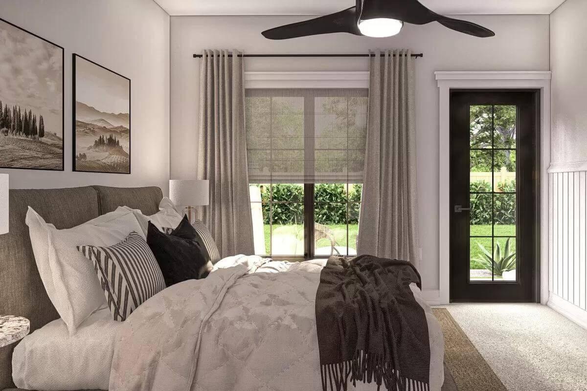 Relaxing Bedroom Retreat Framed by Lush Views