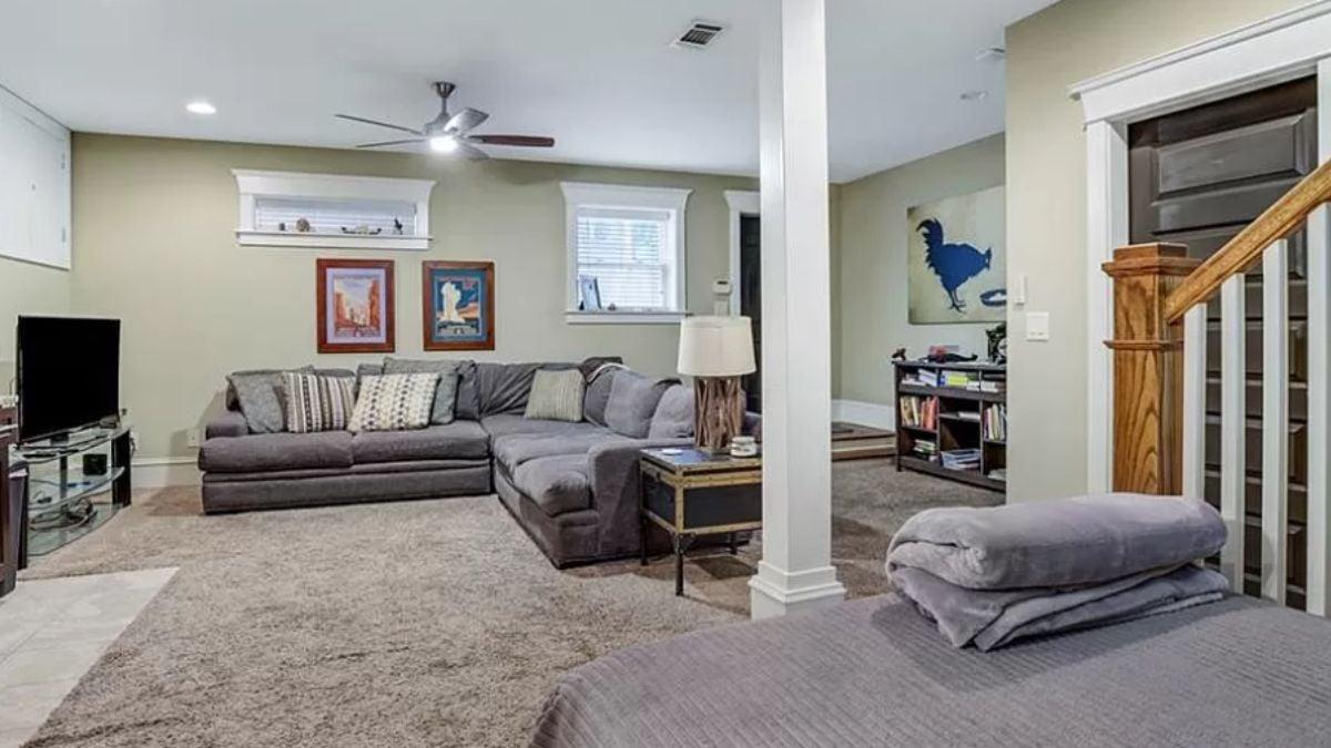 Spacious Family Room with a Cozy Sectional and Entertainment Nook