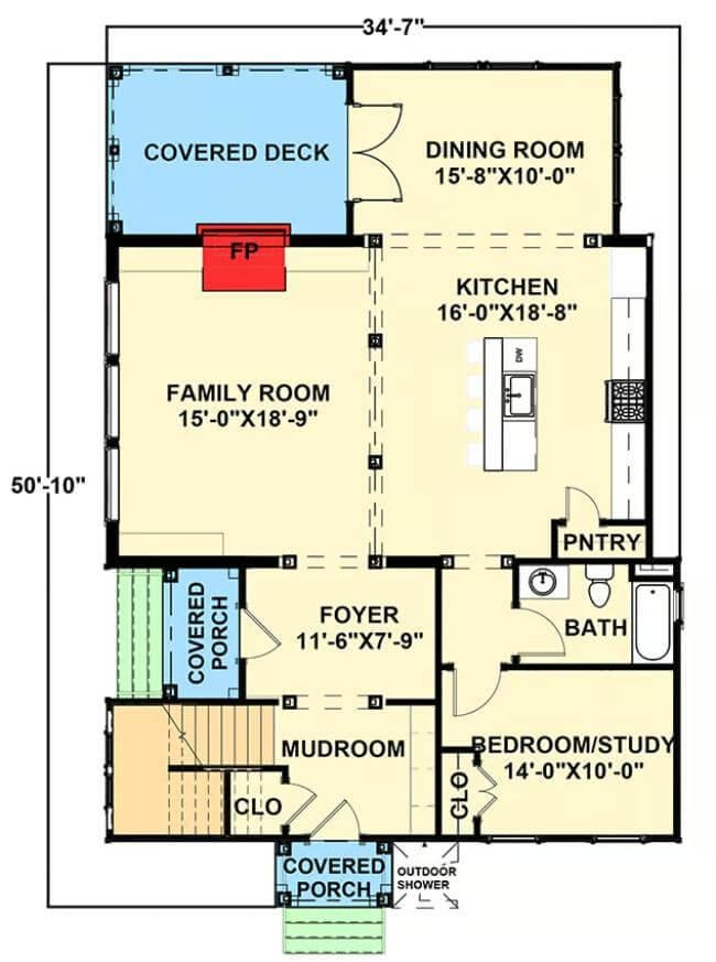 Explore the Open Concept Living with a Cozy Family Room and Covered Deck