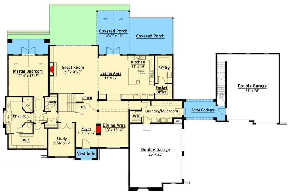 Expansive Floor Plan with Porte Cochere and Dual Garages – Ideal for Families