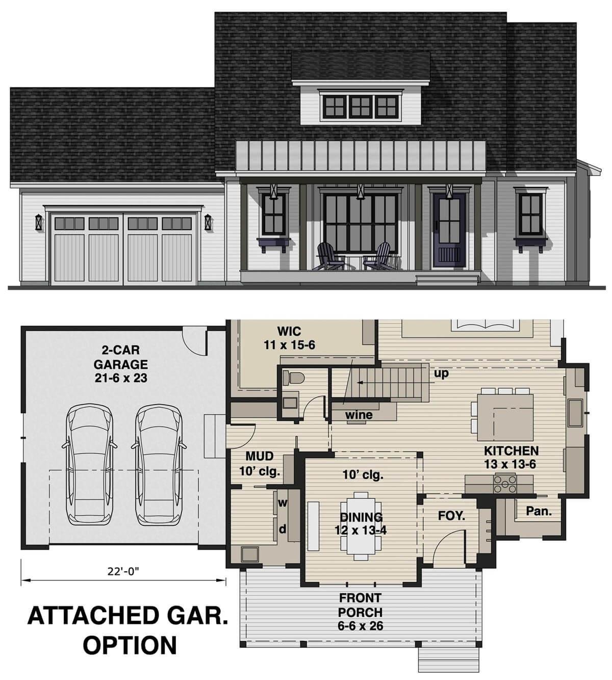 Classic Bungalow Facade with Smart Garage Attachment Option