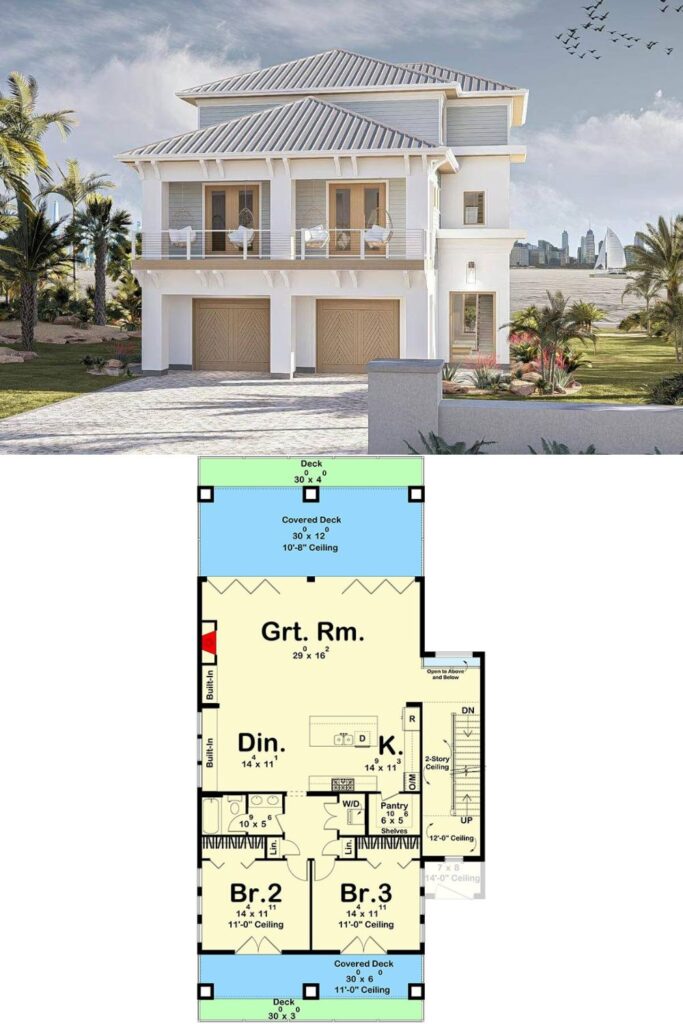 Photo inspiration: Loft Conversion Isolated Footprint Reference: 4 Bedroom Beach House With Loft And Narrow Footprint Floor