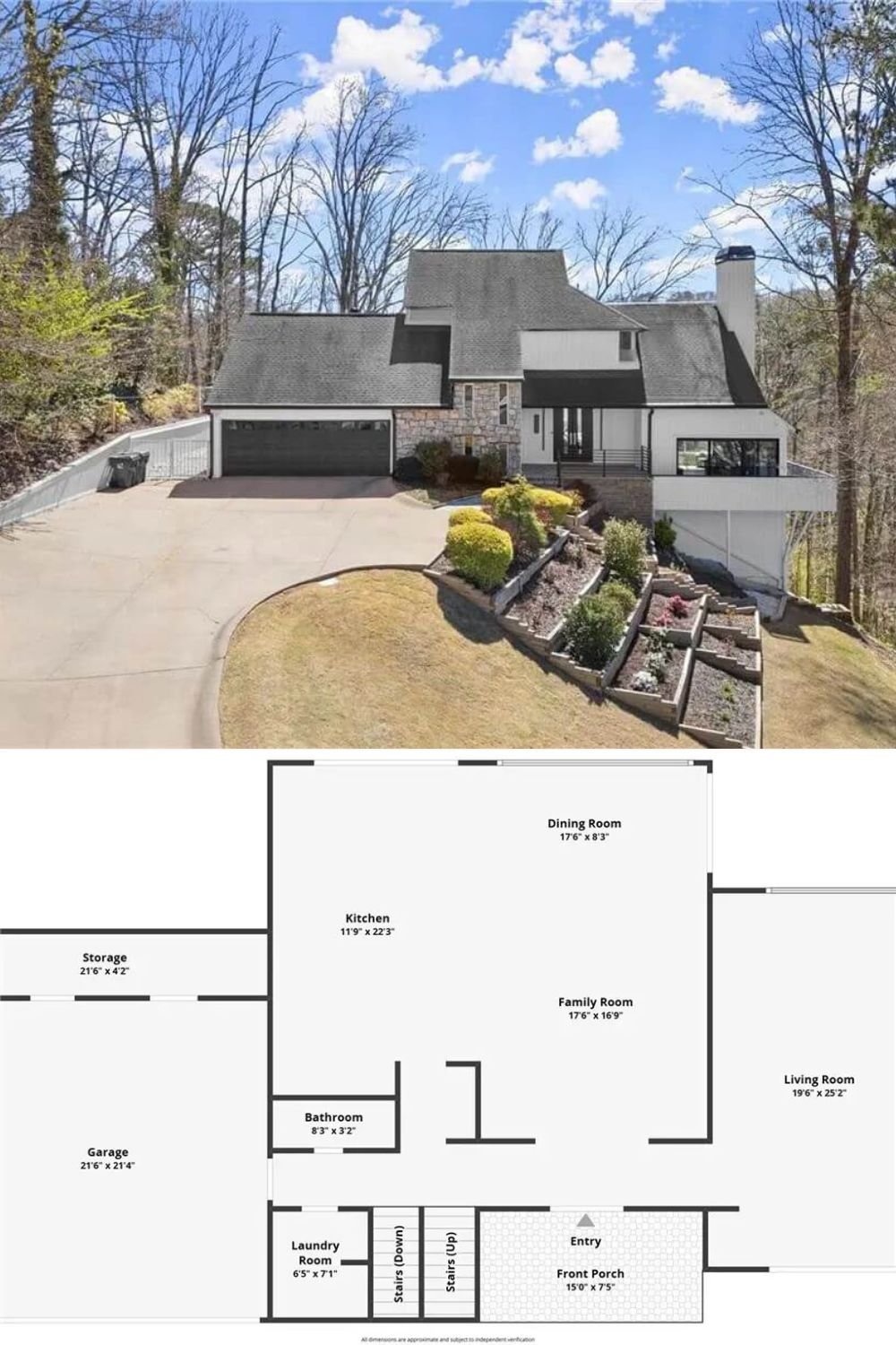 Contemporary-Style 4-Bedroom Home for a Sloped Lot with Covered Front Porch (4,547 Sq. Ft. Floor Plan)