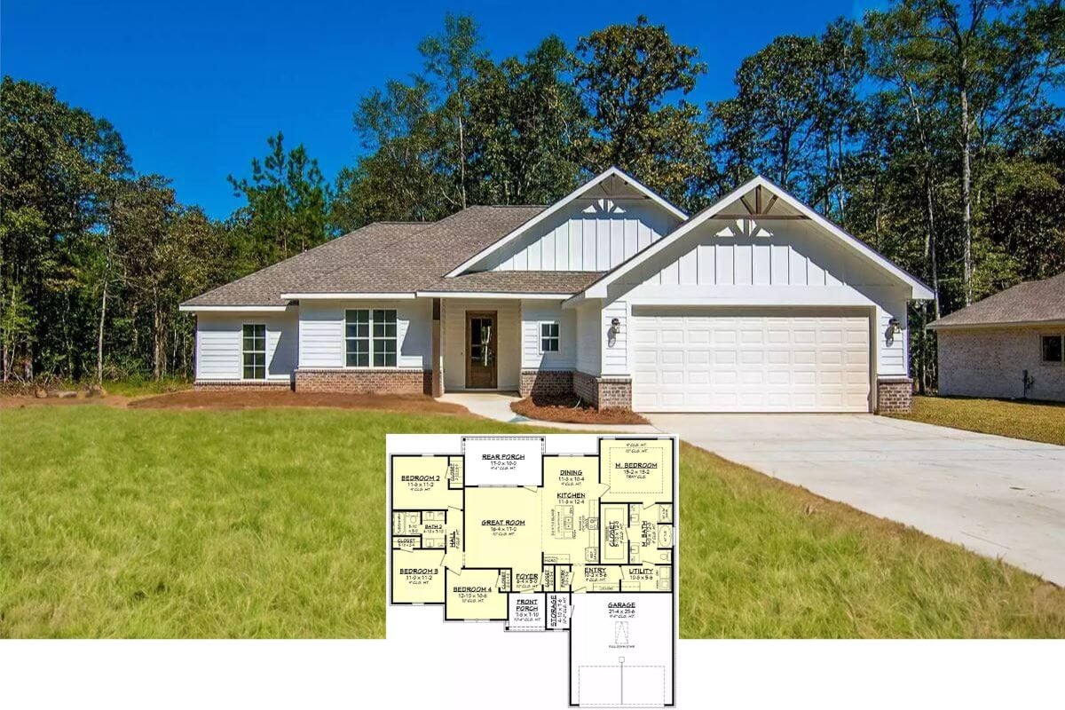 4-Bedroom Harrington Modern Farmhouse with Double Garage and Covered Patio (Floor Plan)