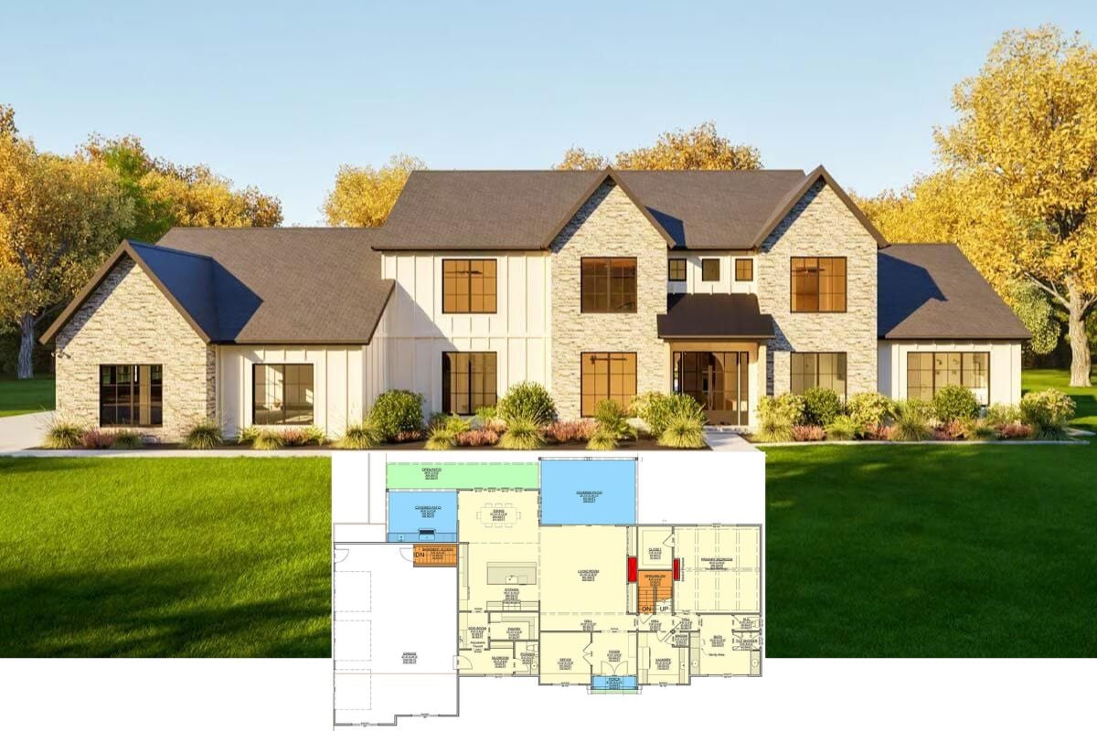 Transitional-Style 4-Bedroom Home with Loft and Covered Patio (Floor Plan)