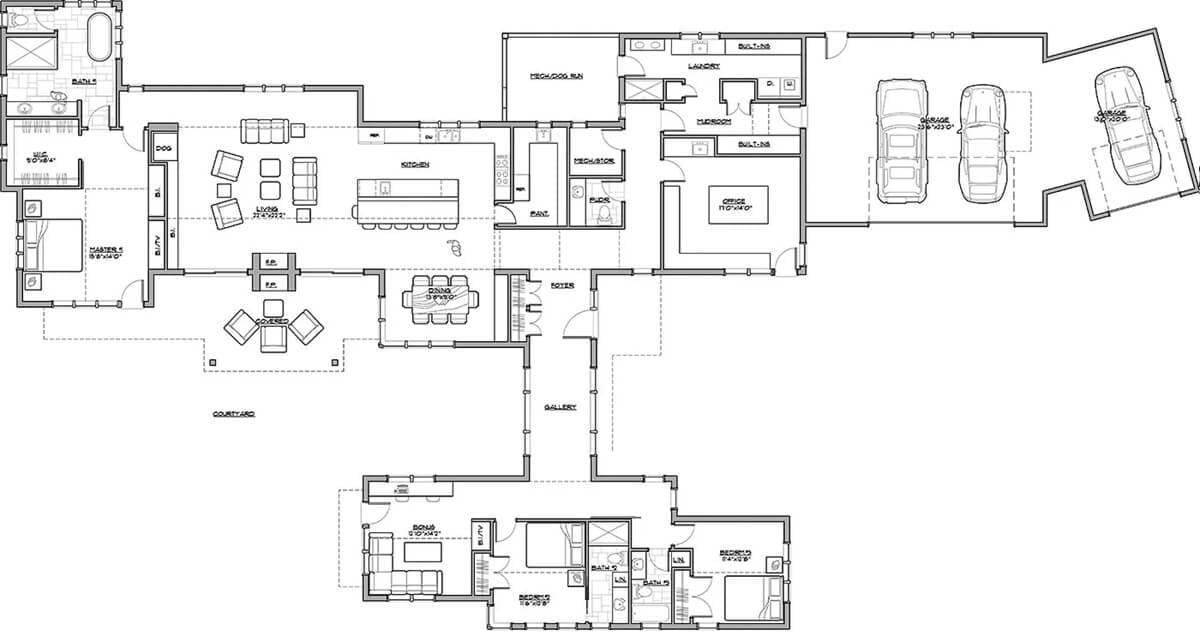 Spacious Floor Plan with a Central Courtyard Perfect for Gatherings