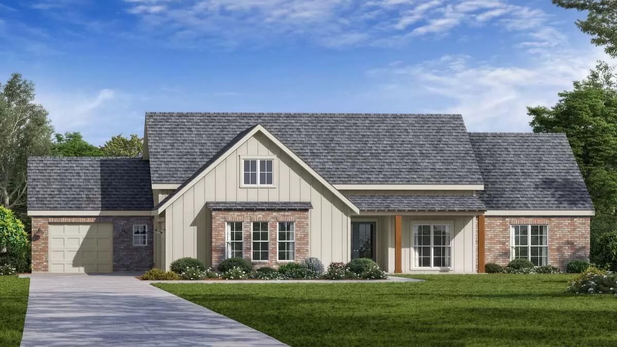 Brick and Board-and-Batten Fusion in a Classic Ranch-Style Home