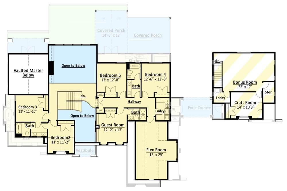 Second Floor Retreat With Guest Rooms and Bonus Spaces