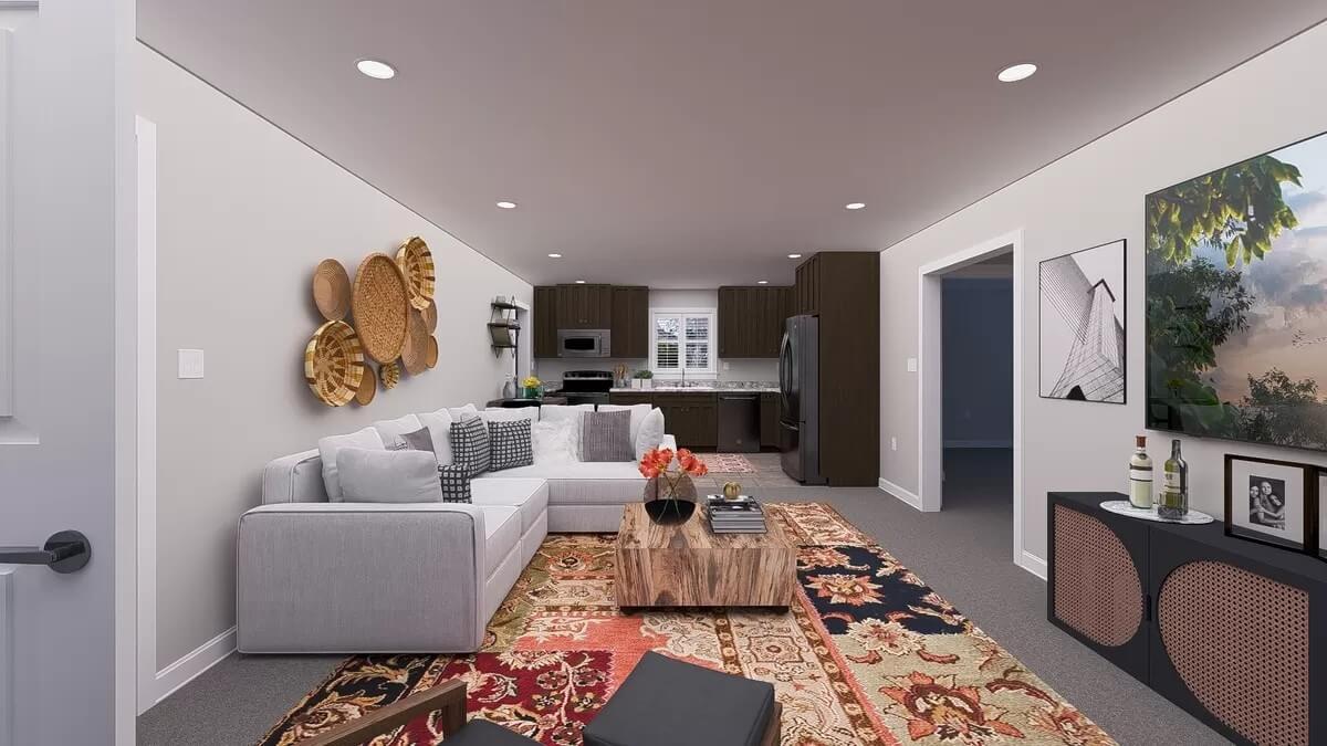 Eclectic Living Room with Eye-Catching Wall Art