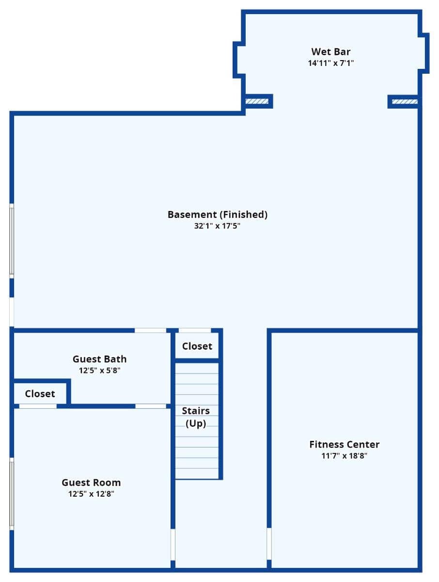 Check Out the Versatile Finished Basement with Wet Bar and Fitness Center