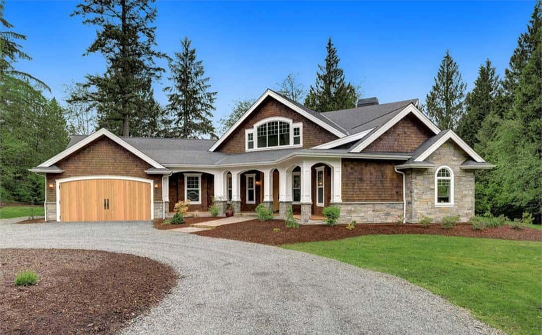 Notice the Blend of Stone and Wood in This Charming Country Home