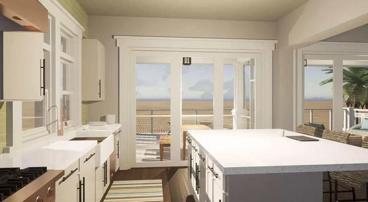 Notice the Expansive View from This Craftsman Kitchen with French Doors