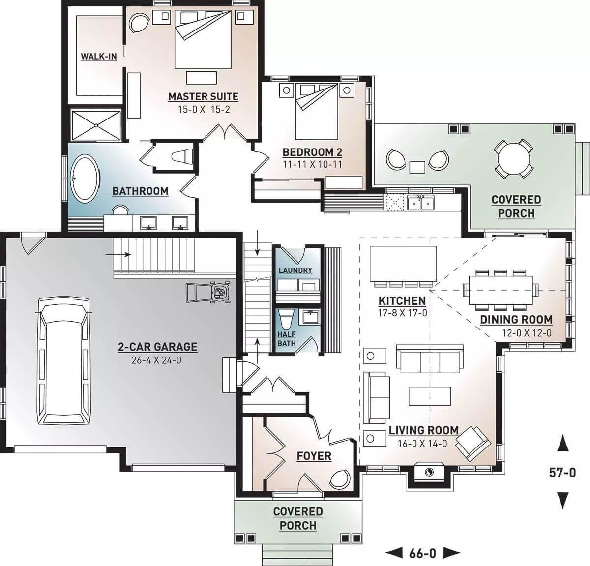 Practical Craftsman Floor Plan Featuring a Spacious Living Area
