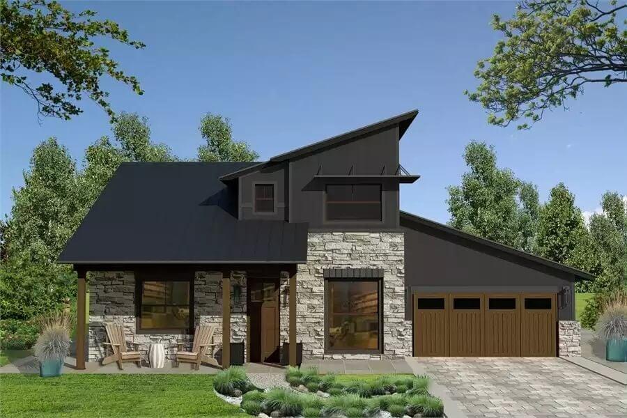 Contemporary Craftsman with Bold Stone Facade