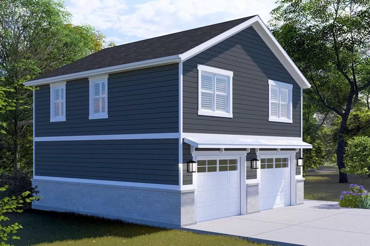 Check Out the Harmonious Blend of Dark Siding and White Trim on This Garage Apartment