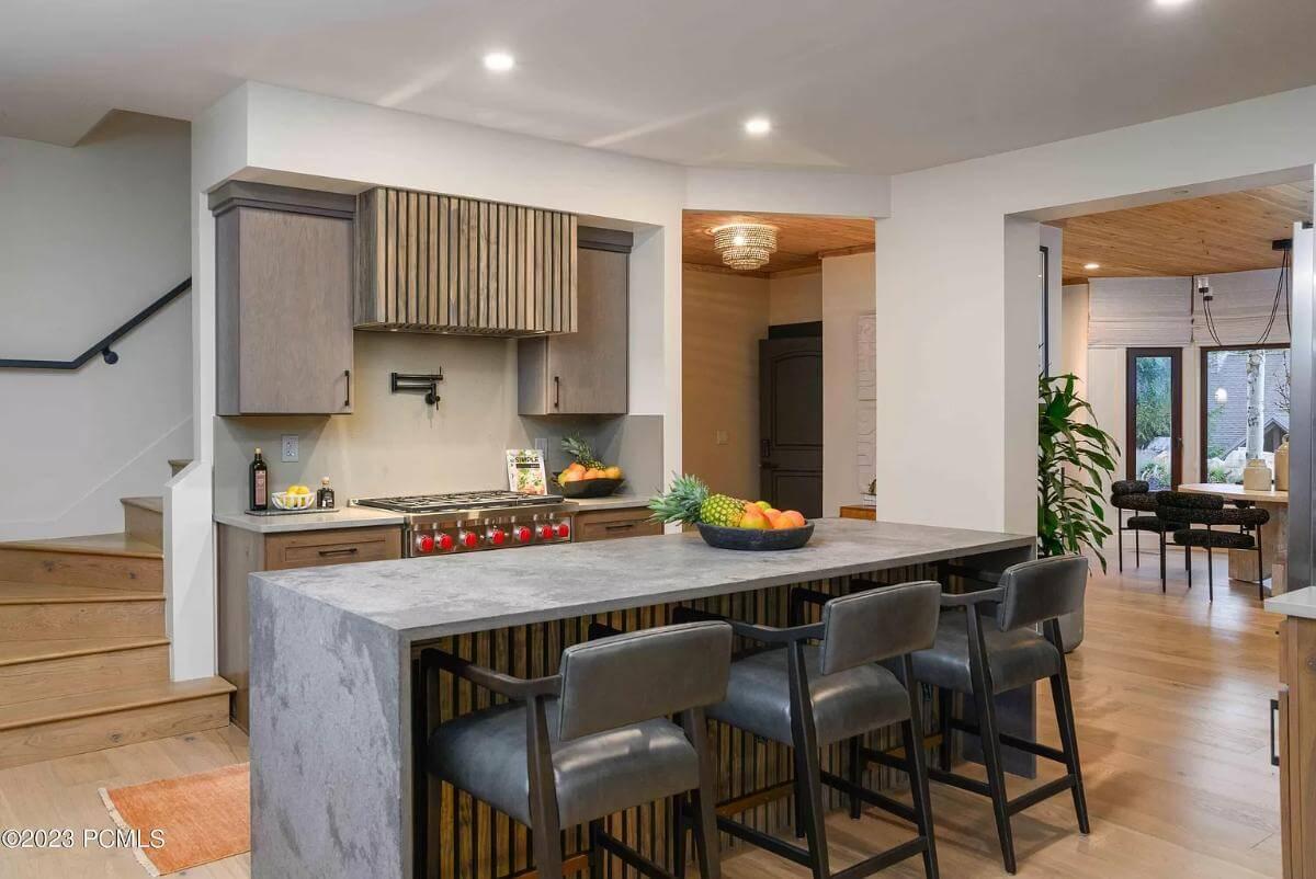 Modern Craftsman Kitchen with a Unique Textured Hood Feature