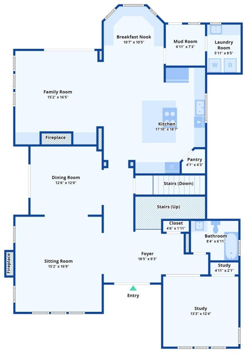 Explore the Unique Flow of This Two-Study Main Floor