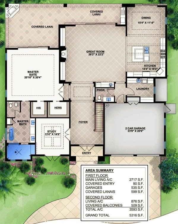 Spacious Floor Plan with a Luxurious Master Suite and Covered Lanai