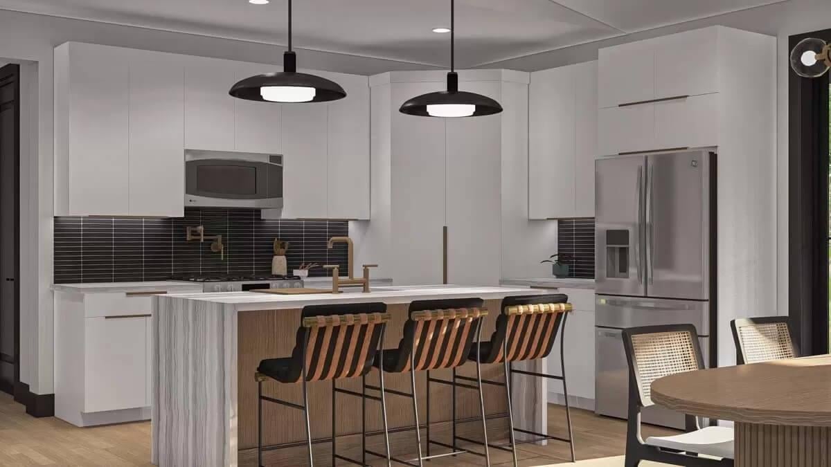 Wow, Take In the Bold Pendant Lights in This Modern Kitchen
