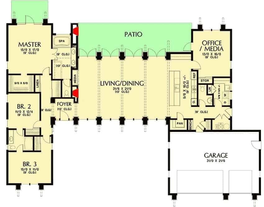 Explore This Spacious Floor Plan with a Central Patio