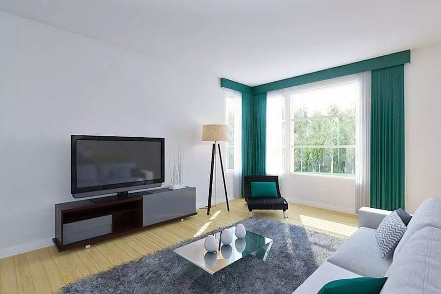 Minimalist Living Room with a Pop of Teal