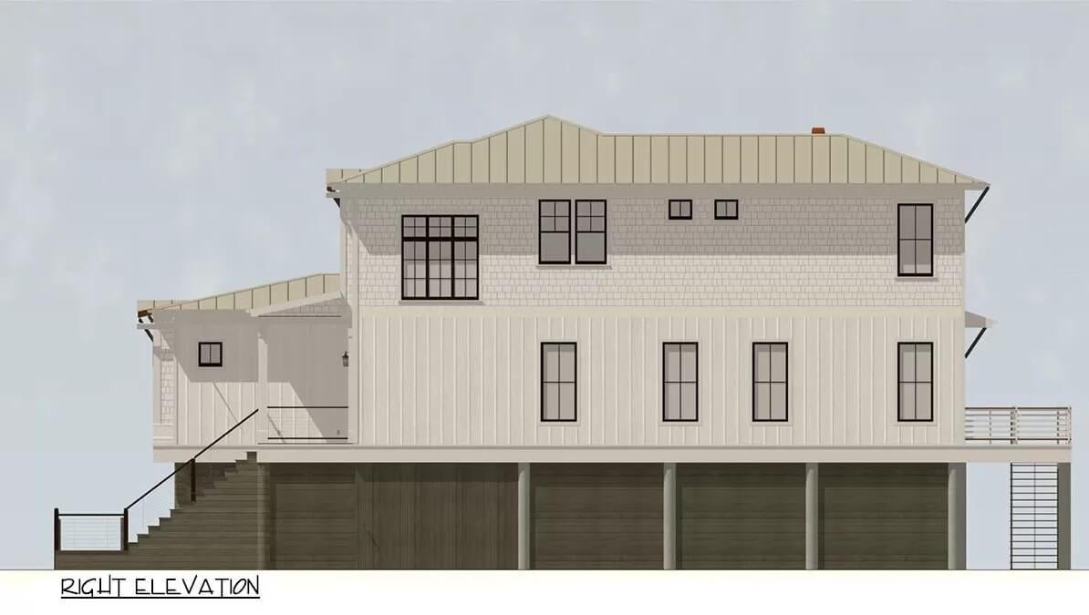 Notice the Blending of Vertical Siding with Craftsman Windows