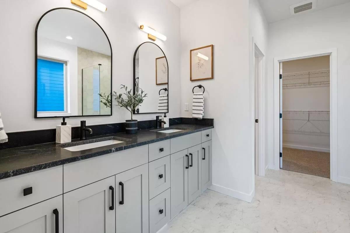 Catch the Contrast with Matte Black Fixtures in This Craftsman Vanity