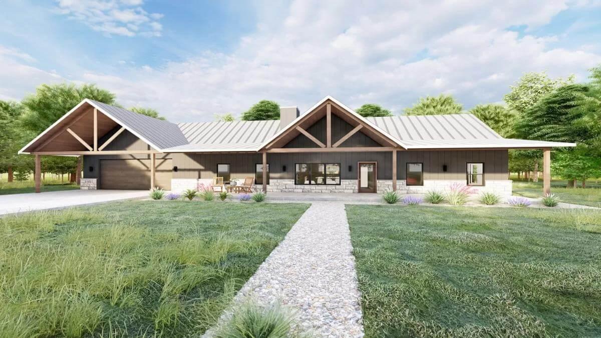 Classic Ranch-Style Home with Striking Timber Accents