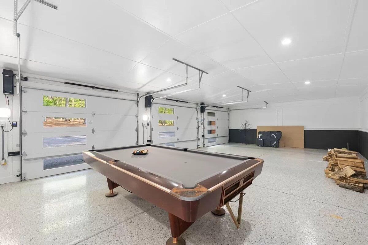 Spacious Garage with a Fun Game Twist—Notice the Pool Table!