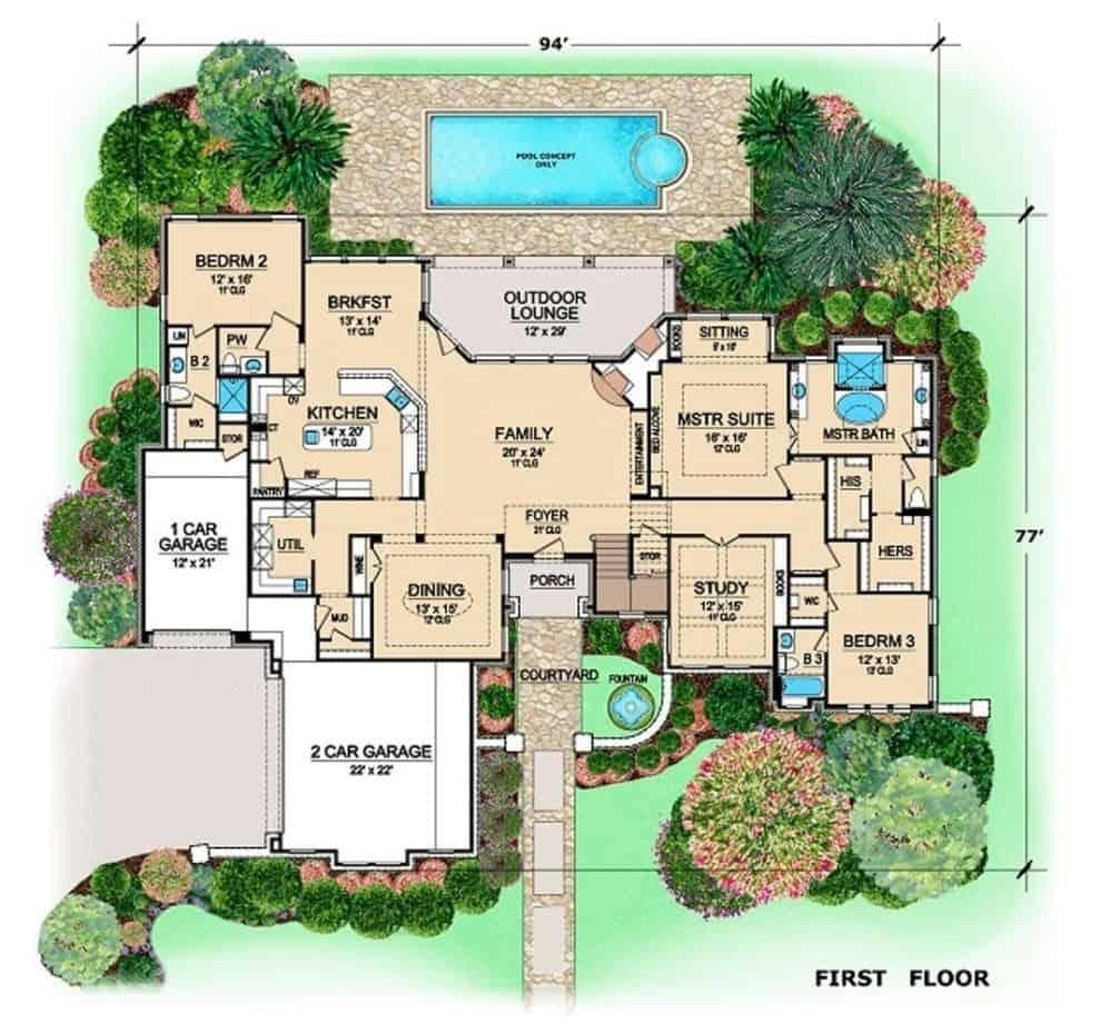 Explore the Expansive Outdoor Lounge in This Floor Plan