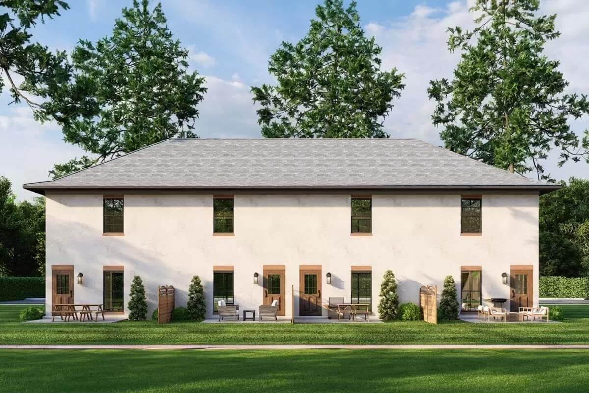 Simple Yet Striking Backyard Layout in This Duplex Design