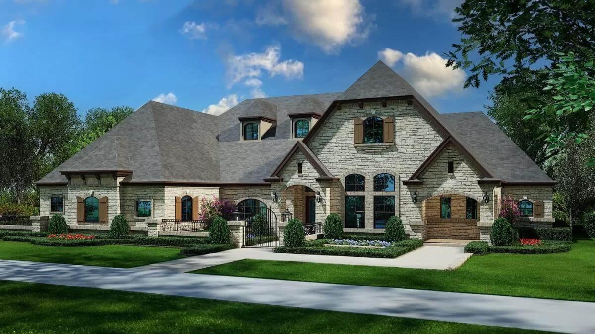 Stone Facade and Dormer Windows Create a Timeless European Look