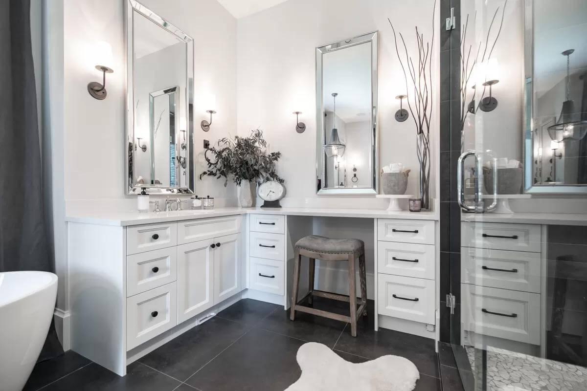 Elegant Vanity Corner with Sleek Mirrors You’ll Love