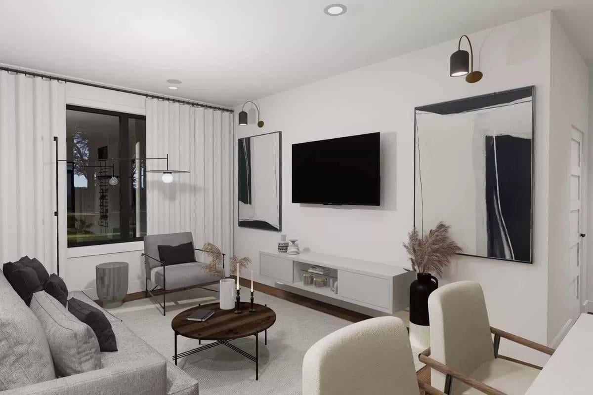 Compact Living Room with Modern Art and Minimalist Vibes
