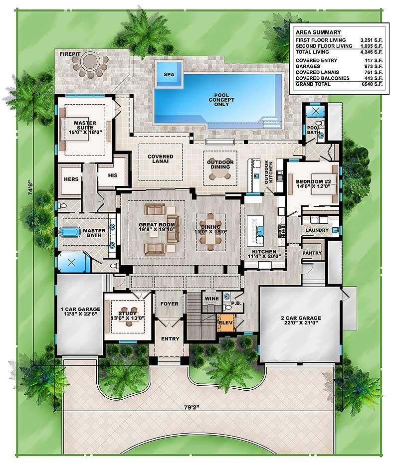 Explore This Floor Plan with an Inviting Covered Lanai and Spa