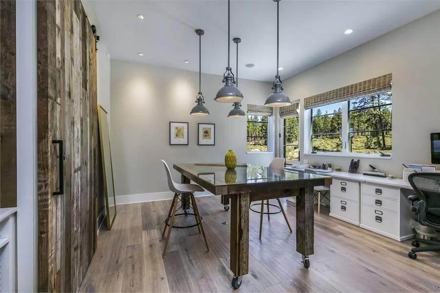 Look at the Rustic Sliding Barn Door in This Home Office