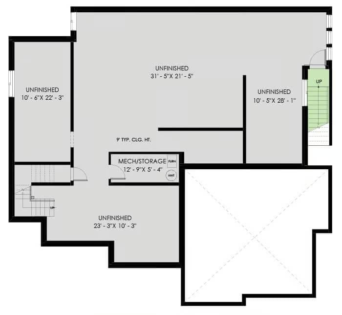 Exploring Potential: A Spacious Unfinished Basement Layout