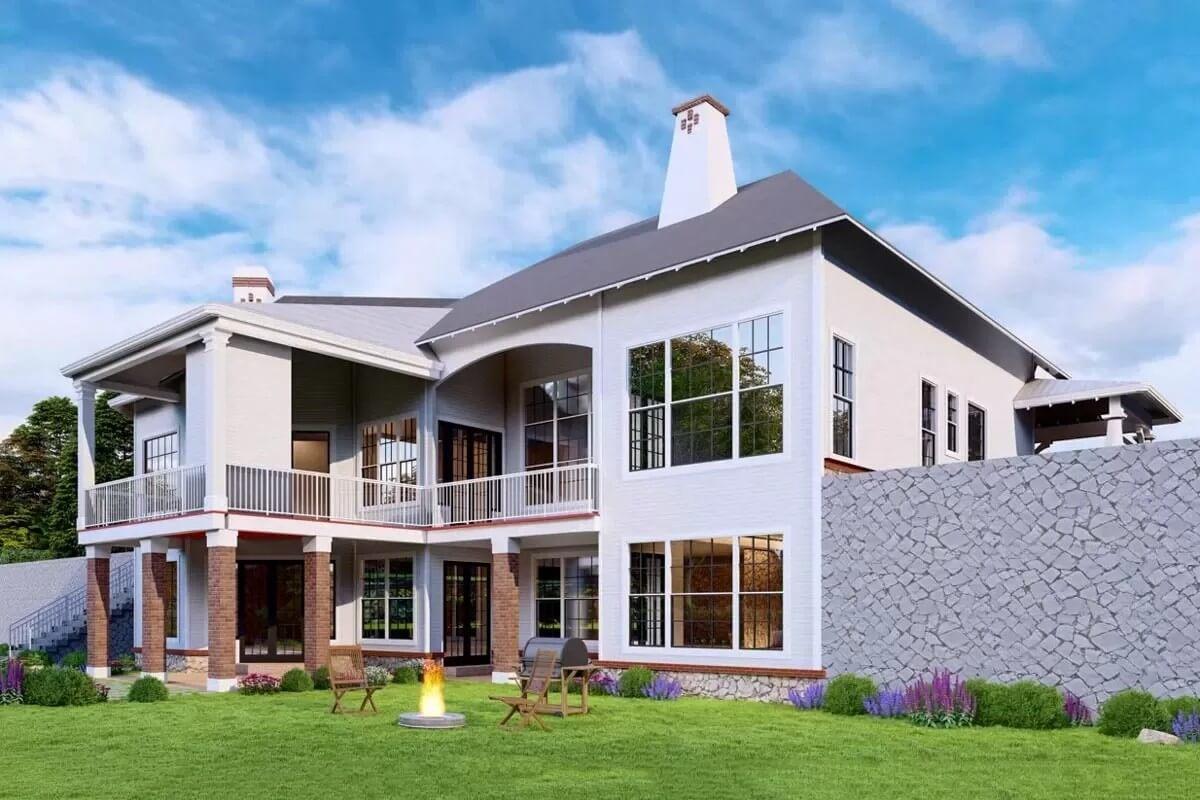 Spacious Patio with a Tall Chimney Catches the Eye