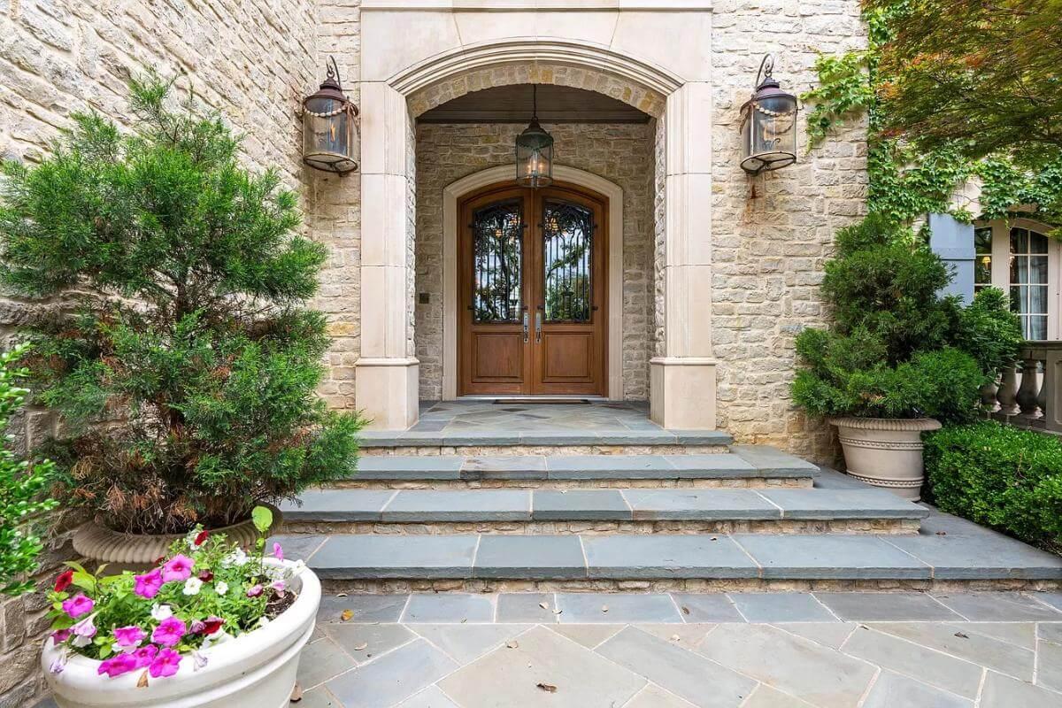 Step Into Elegance: The Grand Entrance with Stone Detail