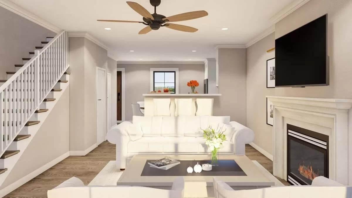Notice the Warmth of the Fireplace in This Neutral Living Room