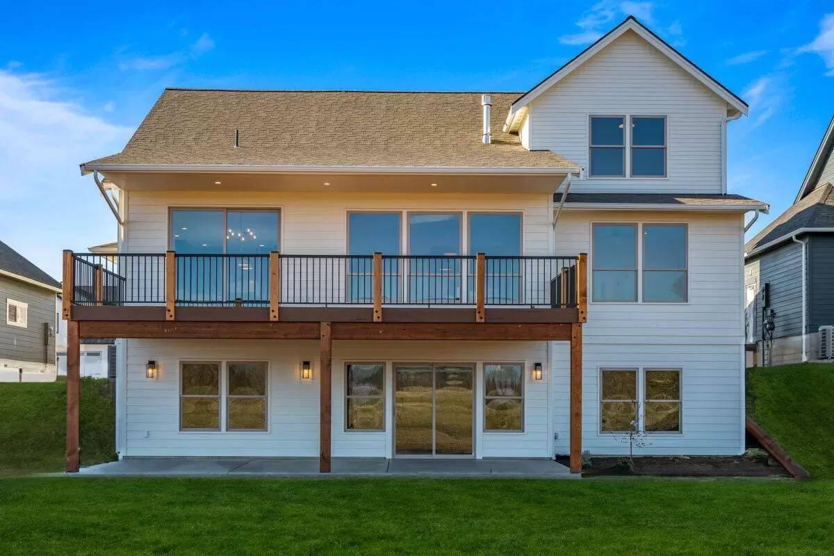 Check Out the Expansive Balcony on This Modern Craftsman Rear View