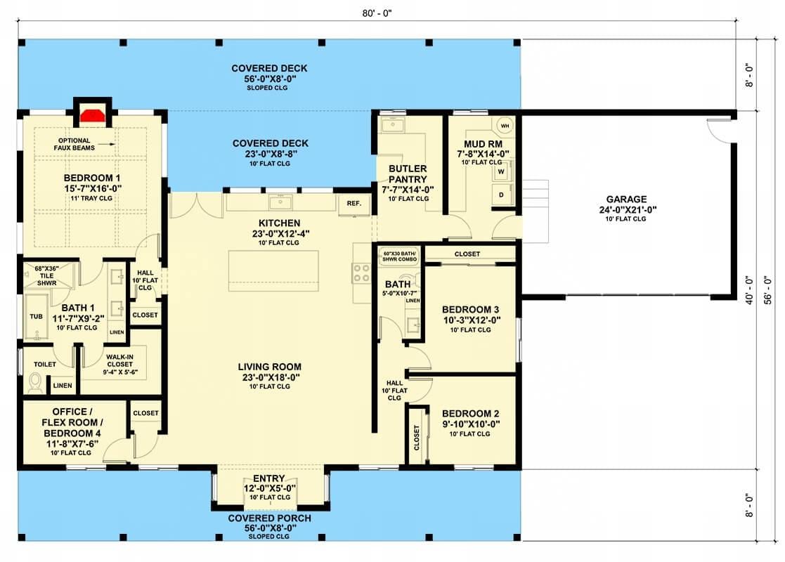 Check Out the Spacious Living Room and Kitchen Combo in This Floor Plan