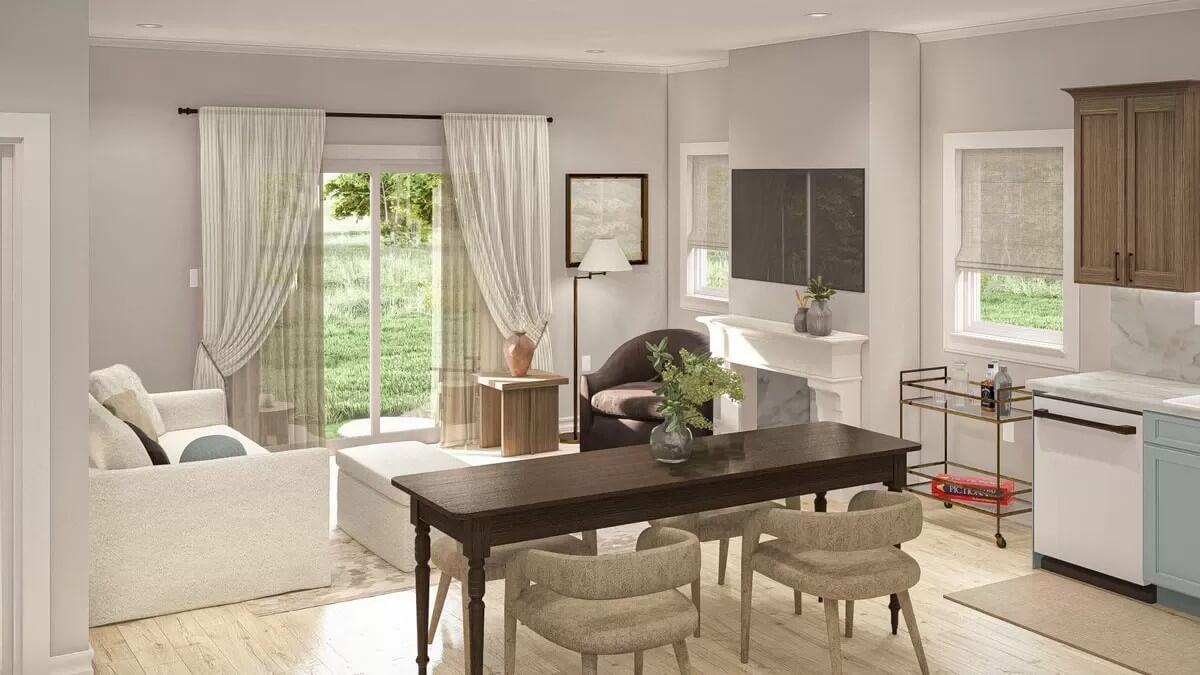 Notice the Seamless Flow From Dining to Living Room in This Craftsman Cottage