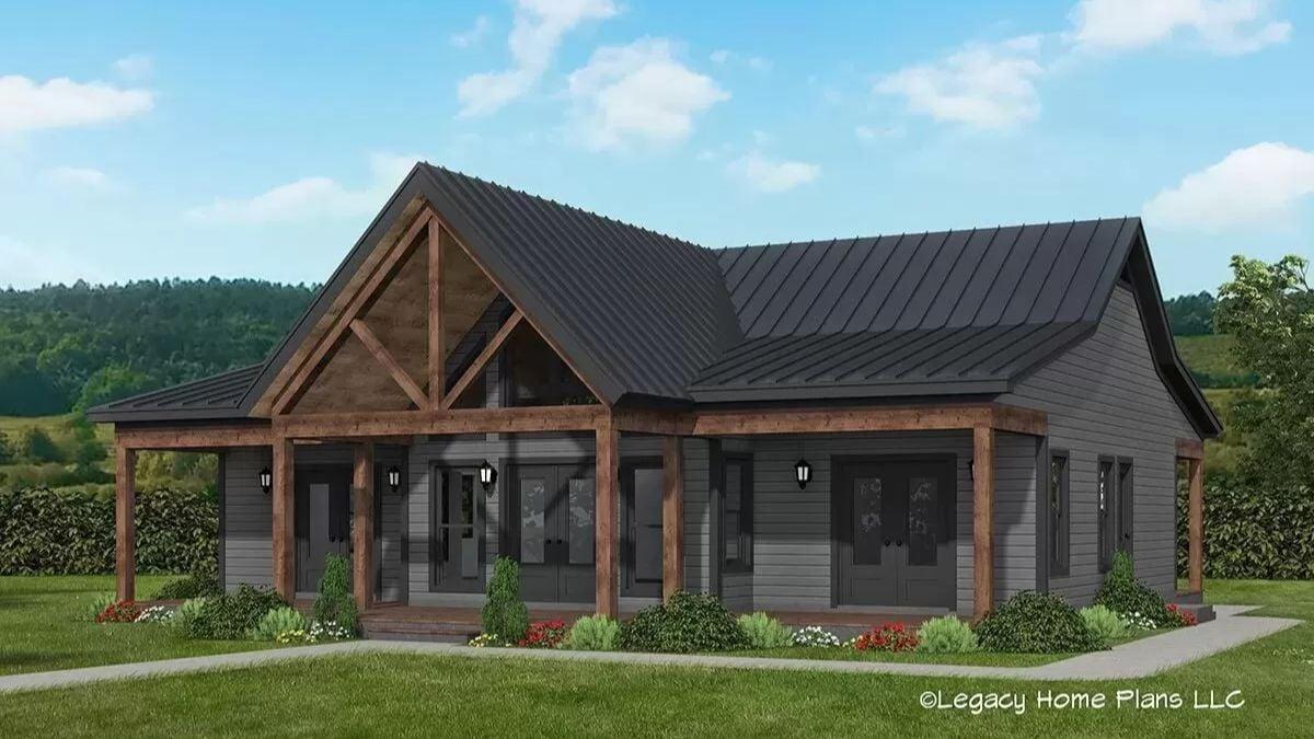 Check Out the Rustic Gable Porch on This Cozy Modern Cabin