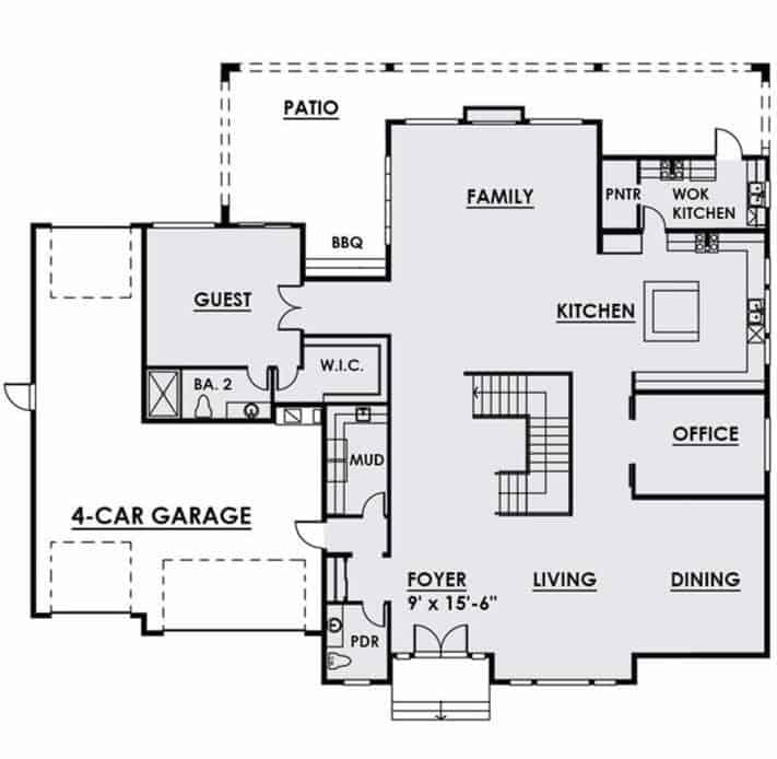 Explore the Expansive Four-Car Garage and Open Living Spaces