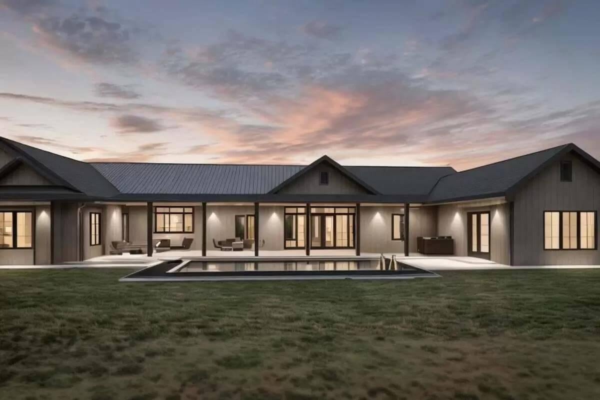 Symmetrical Ranch-Style Retreat with a Stunning Poolside View