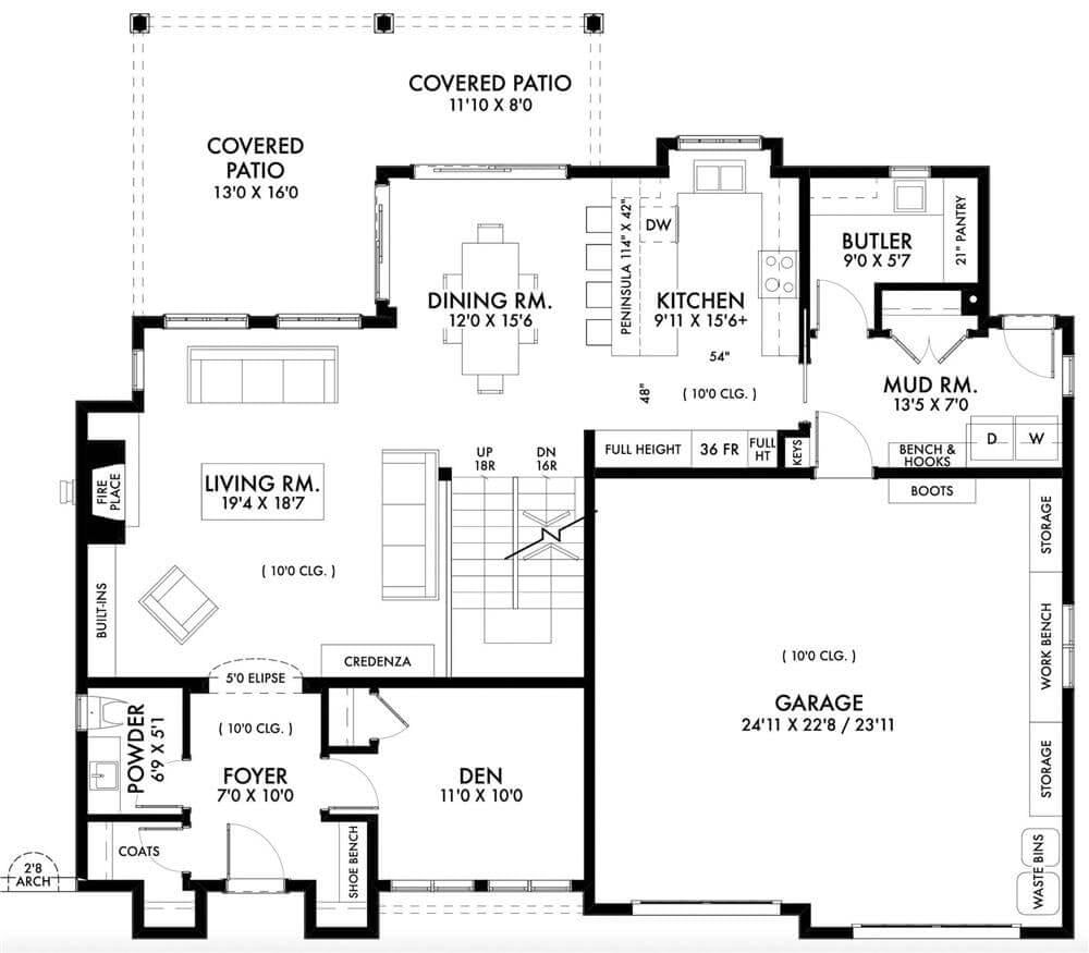 Explore the Main Level Layout: Cozy Den and Expansive Living Room