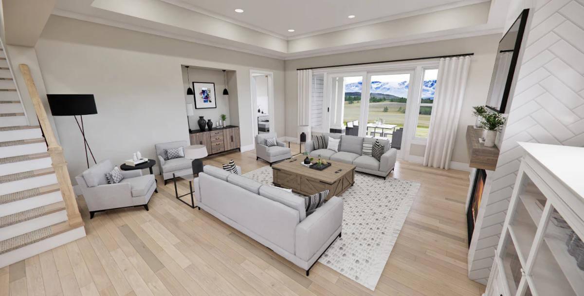 Wide Open Living Room with a Spectacular Mountain View