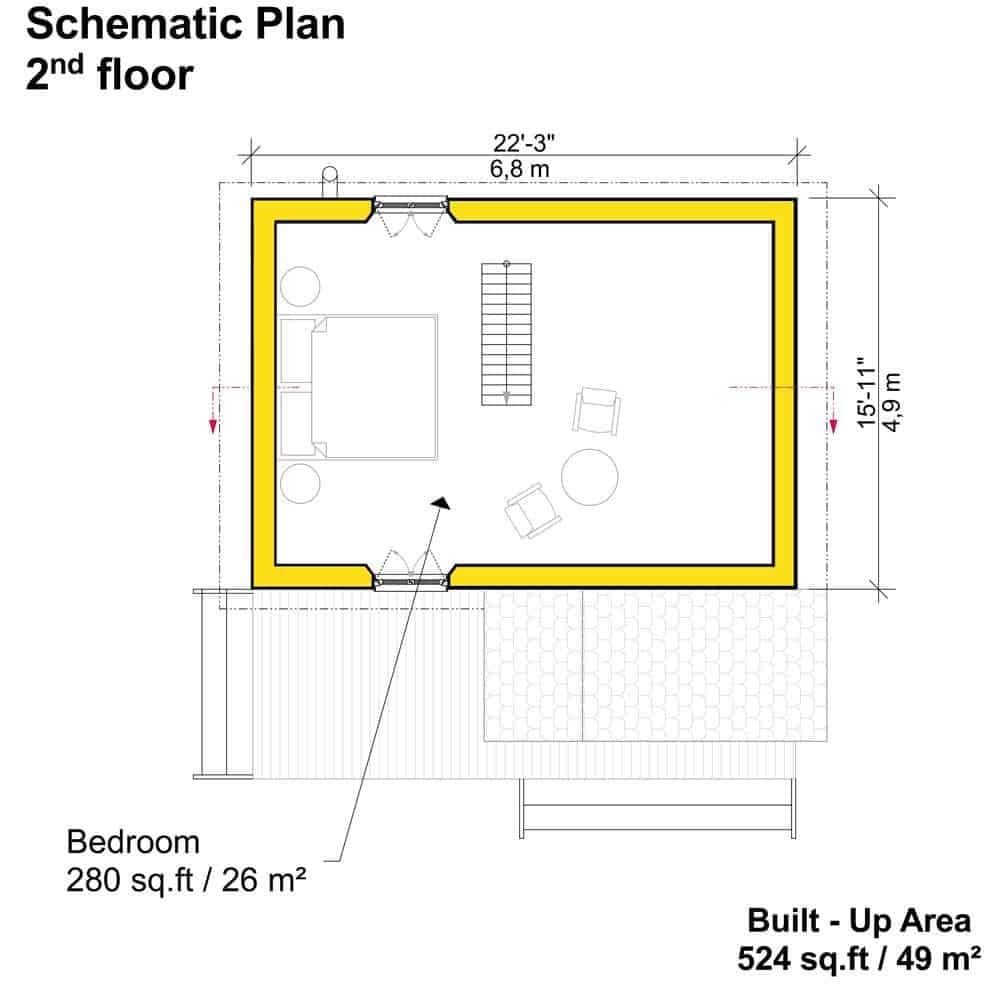 Exploring the Compact Yet Functional 280 sq.ft. Bedroom Layout on the 2nd Floor